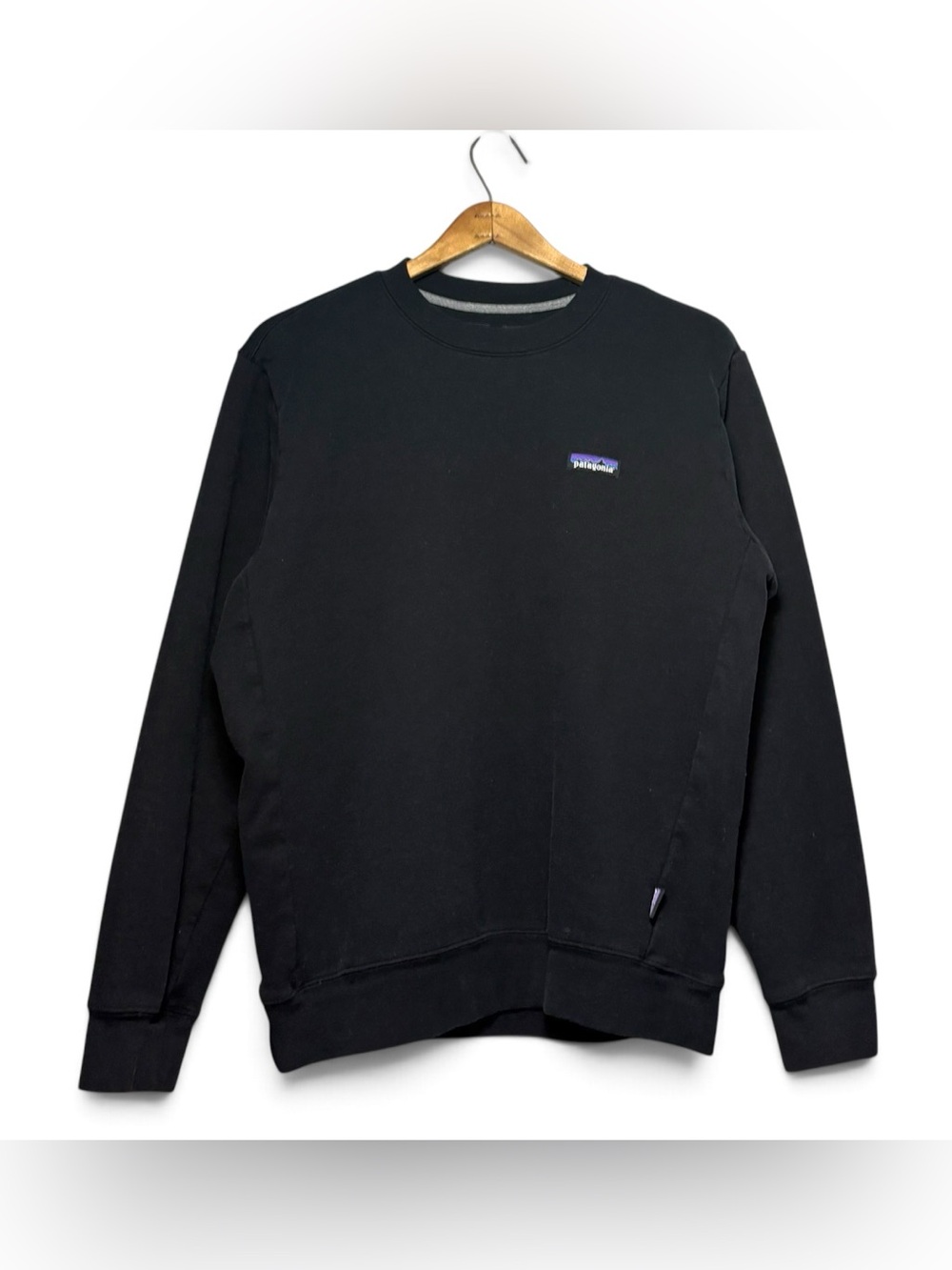 Patagonia Uprisal Logo Crewneck Sweatshirt Pullover Black Cotton